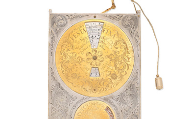 A rare silvered and gilt brass Regiomontanus sundial and perpetual...
