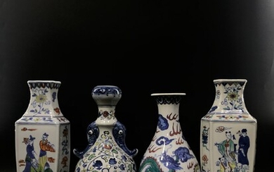 A set four Chinese doucai underglaze porcelain vases in...