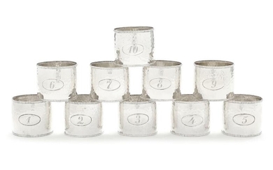 SOLD. A set of 10 German silver napkin rings. Weight app. 300 g. H. 3.8...