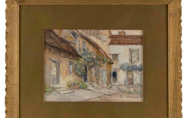 AMERICAN SCHOOL (Early 20th Century,), Village scene., Watercolor on paper, 10" x 14" sight. Framed
