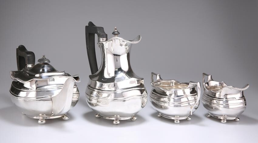A GEORGE V SILVER FOUR-PIECE TEA SERVICE, by