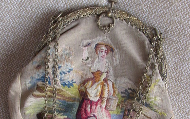 ANTIQUE Handmade women's handbag in embroidery, size 15X15 cm...