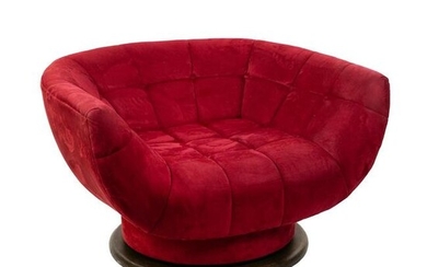 Adrian Pearsall Oversized Suede Swivel Tub Lounge Chair