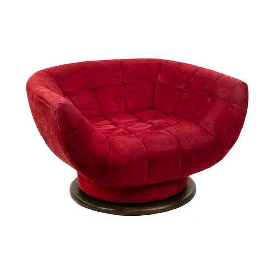Adrian Pearsall Oversized Suede Swivel Tub Lounge Chair