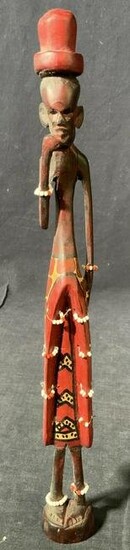 African Style Hand Carved & Painted Wooden Figure