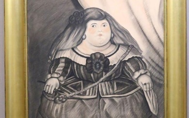 After Fernando Botero "Menina" Oil Painting on Canvas