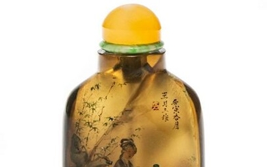 Agate Inside-Painted Snuff Bottle, Wang Xisan