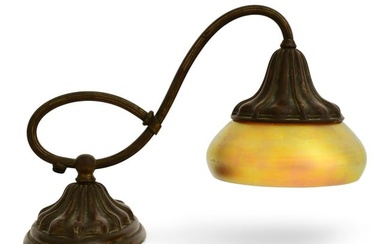 American Bronze Desk Lamp with Steuben Aurene Glass Shade