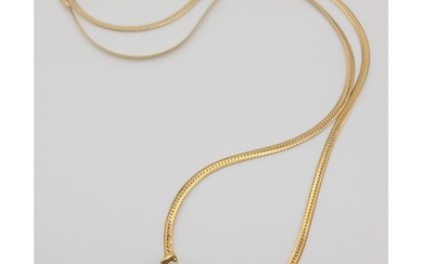 An 18 k yellow gold, diamond (0.45 carats) set chain necklac...