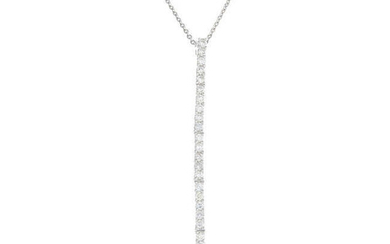 An 18ct gold diamond line pendant, with 18ct gold chain.