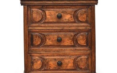 An 18th century Italian walnut chest of three drawers, with ...