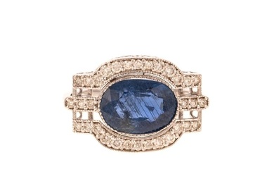 An AGL Blue Sapphire & Diamond Ring in 18K