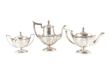 An American Silver Three-Piece Trophy Tea & Coffee