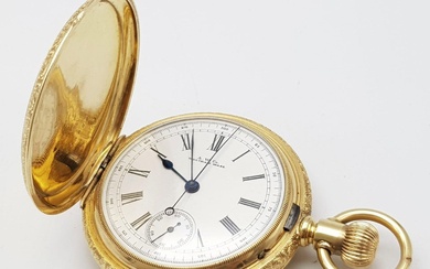 An Antique Waltham 18K Gold Full Hunter Pocket Watch....