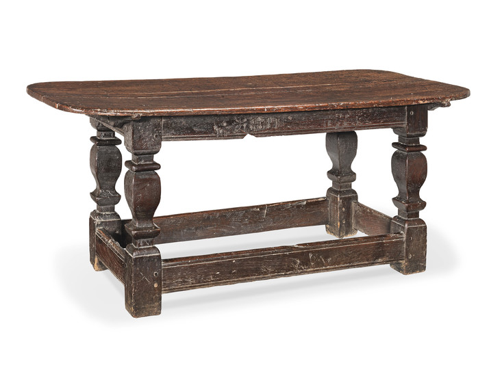 An early 17th century joined oak centre table, German, circa 1620