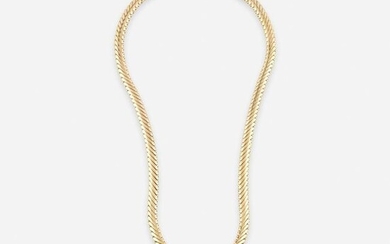 An eighteen karat gold, emerald, and diamond necklace
