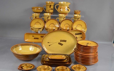 An extensive studio pottery breakfast set by Coldstone Pottery in 'Wheat Ear' pattern circa 1970s