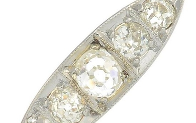 An old-cut diamond five-stone ring.Estimated total