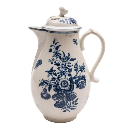 An unusual First Period Worcester blue and white coffee pot ...