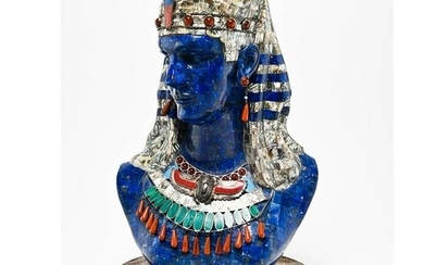 Ancient Egyptian Style Semi-Precious Stone Male Bust.