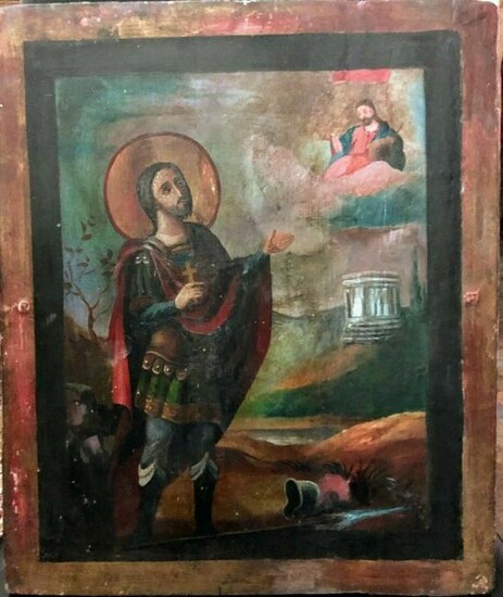 Antique 18c Russian icon of Aleksandr Nevskiy