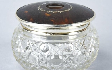 Antique 19th C English Sterling Crystal Vanity Jar