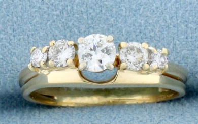 Antique Five Stone Diamond Wedding or Anniversary Ring in 14K Yellow Gold