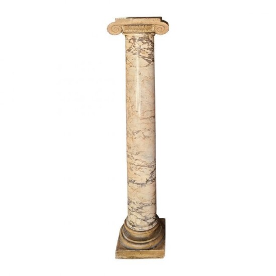 Antique Marble Tall Slender Ionic Column Pedestal