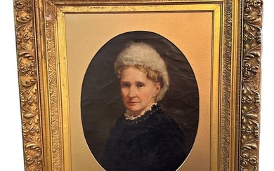 Antique Victorian Oil on Canvas Portrait of a Woman