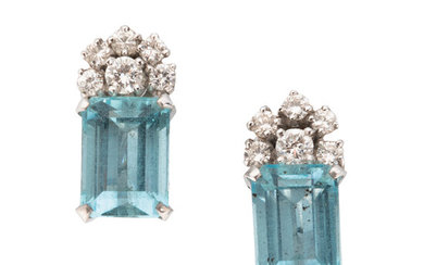 Aquamarine and Diamond Earclips