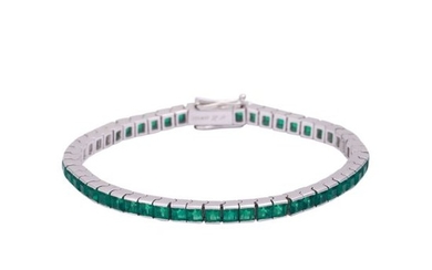 Armband mit synthetischen Smaragdcarrés