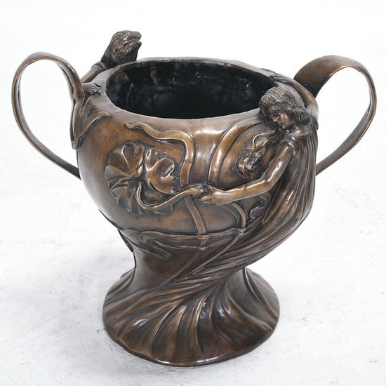 Art Nouveau Bronze Figural Urn.