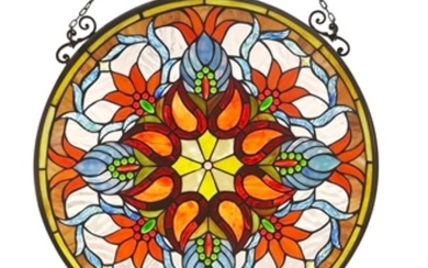 Art Nouveau Style Stained Glass Hanging Window Panel