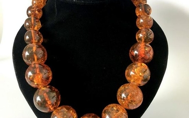 Art deco Baltic amber necklace 70 cm 50.4 grams toffee
