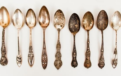 Assorted Antique Sterling Souvenir Spoons
