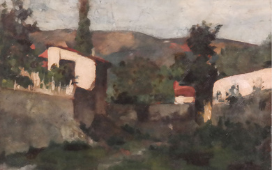 Attrib. Eugene BAUDIN: Village Scene - Painting