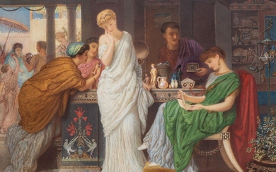 Augustus Jules Bouvier (1825-1881), antique beauties at the merchant, 1869, watercolour, 38 x 50 cm