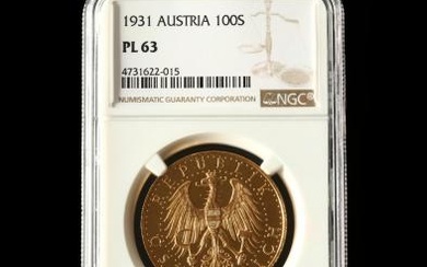 Austria, 1931 100 Shilling, NGC PL63