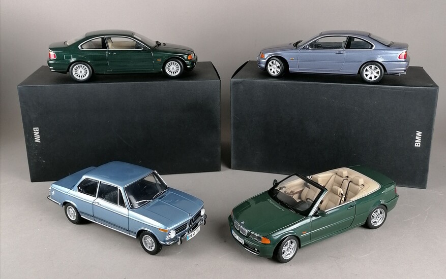 BMW - QUATRE BMW échelle 1/18 : 1x 3Series Cabrio 1x 2002 Til 1x 328Ci...