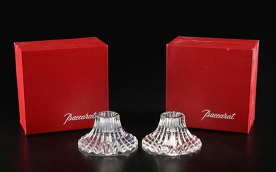 Baccarat "Massena" Crystal Candleholders, Pair In Boxes