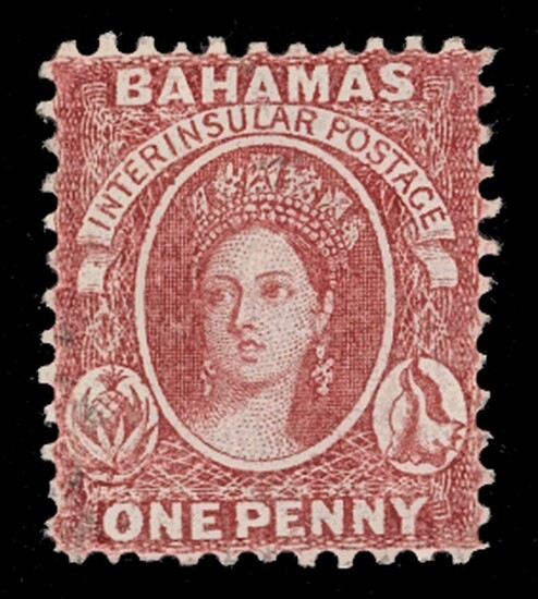 Bahamas 1862 No Watermark Perforated 11½, 12 1d. carmine-lake, unused without gum; very light s...