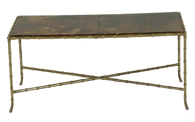 Bamboo Goat Skin Coffee Table Manner of Aldo Tura