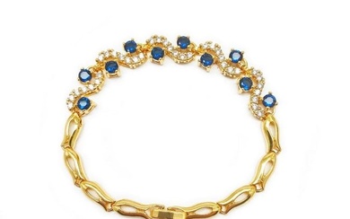 Bejewelled Blue & White Stone Gold Plated Ladies Bracelet