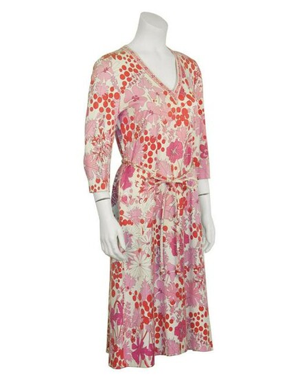 Bessi Pink Printed Cotton Floral Day Dress
