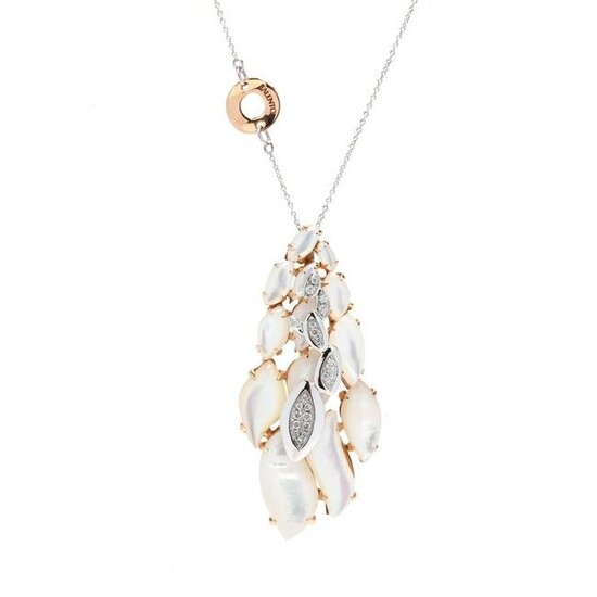 Bi-Color Gold, Mother-of-Pearl, and Diamond Pendant