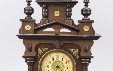 Biedermeier table clock, wood, oak