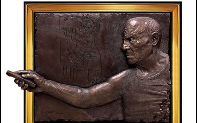 Bill Mack Pablo Picasso Bonded Bronze Relief Sculpture Signed Large Framed Art