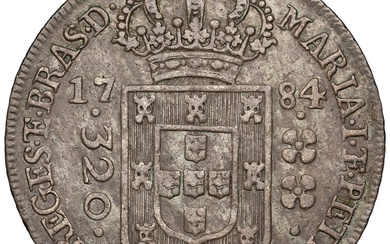 Brazil: , Maria I & Pedro III 320 Reis 1784-(L) AU53 NGC,...