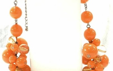Brilliant Chunky Orange Bead Choker Necklace