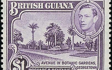 British Guiana 1938-52 $1 bright violet perf. 14 x 13 very lightly mounted mint example, fine...